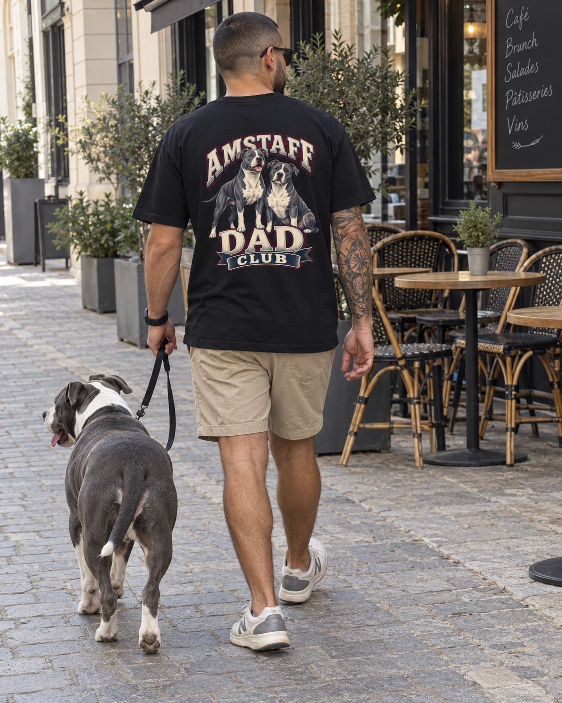 Amstaff Dad Club - T-shirt — photo naturelle avec son chien