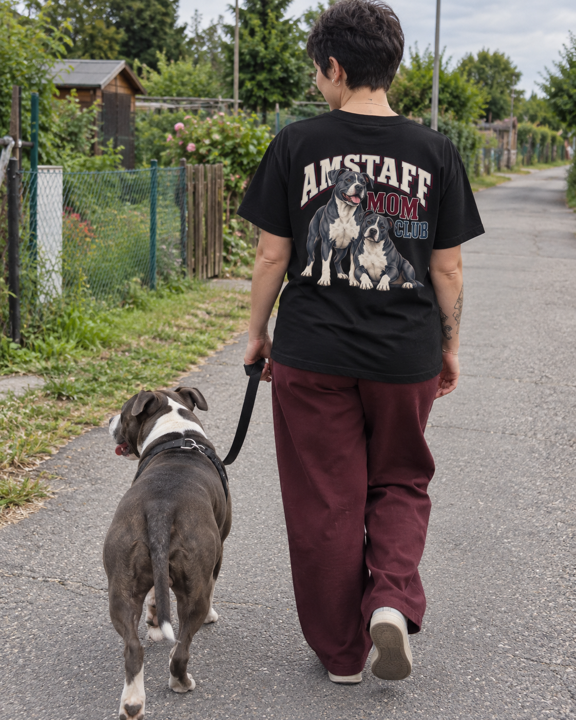 Amstaff Mom Club - T-shirt — photo naturelle avec son chien