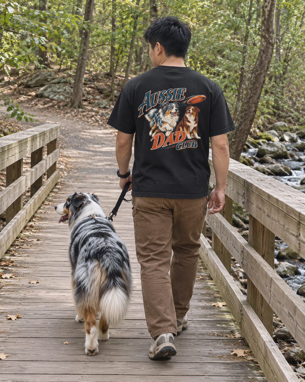Aussie Dad Club - T-shirt — photo naturelle avec son chien
