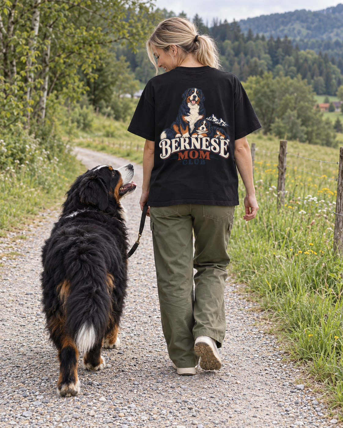 Bernese Mom Club - T-shirt — photo naturelle avec son chien