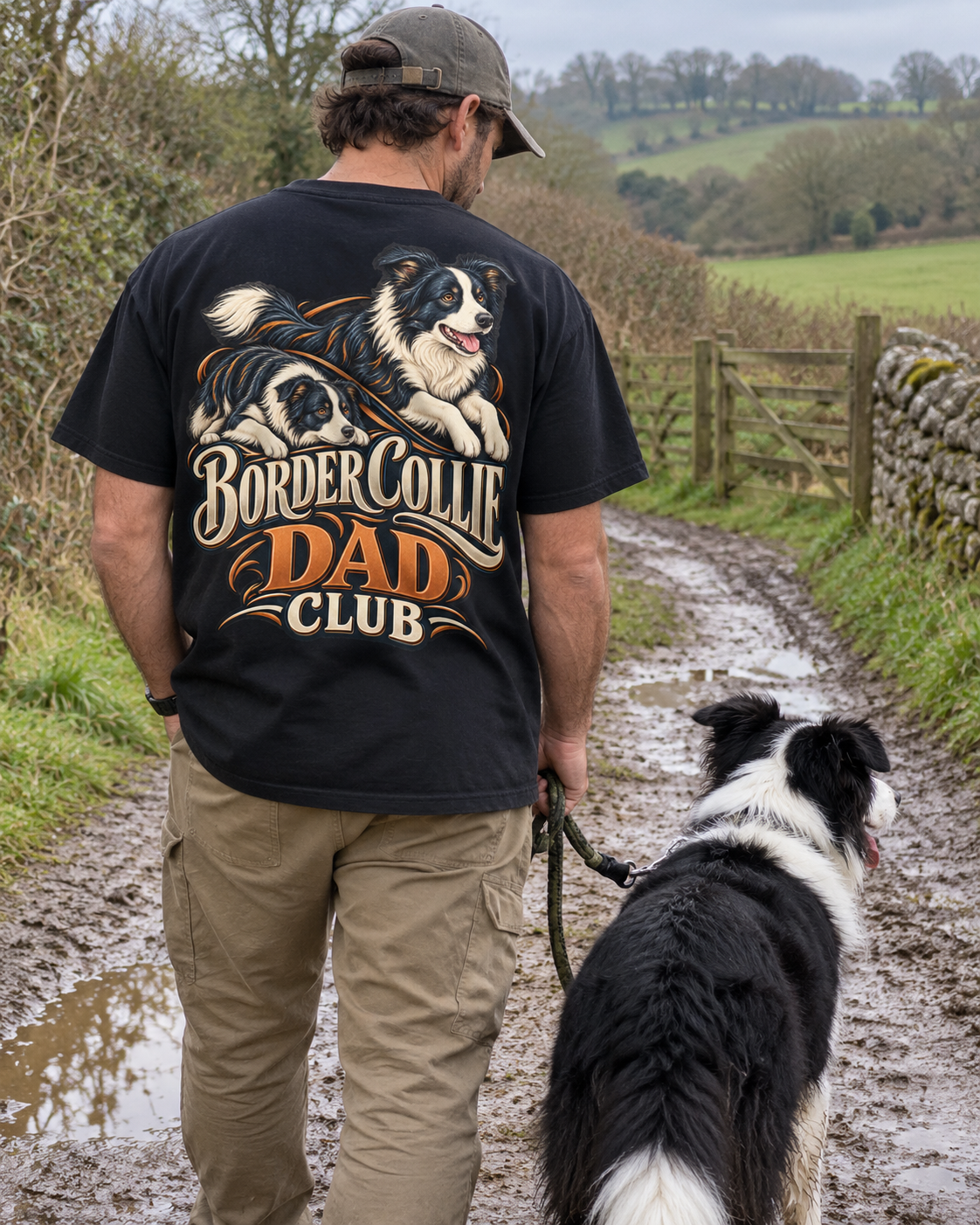 Border Collie Dad Club - T-shirt — photo naturelle avec son chien
