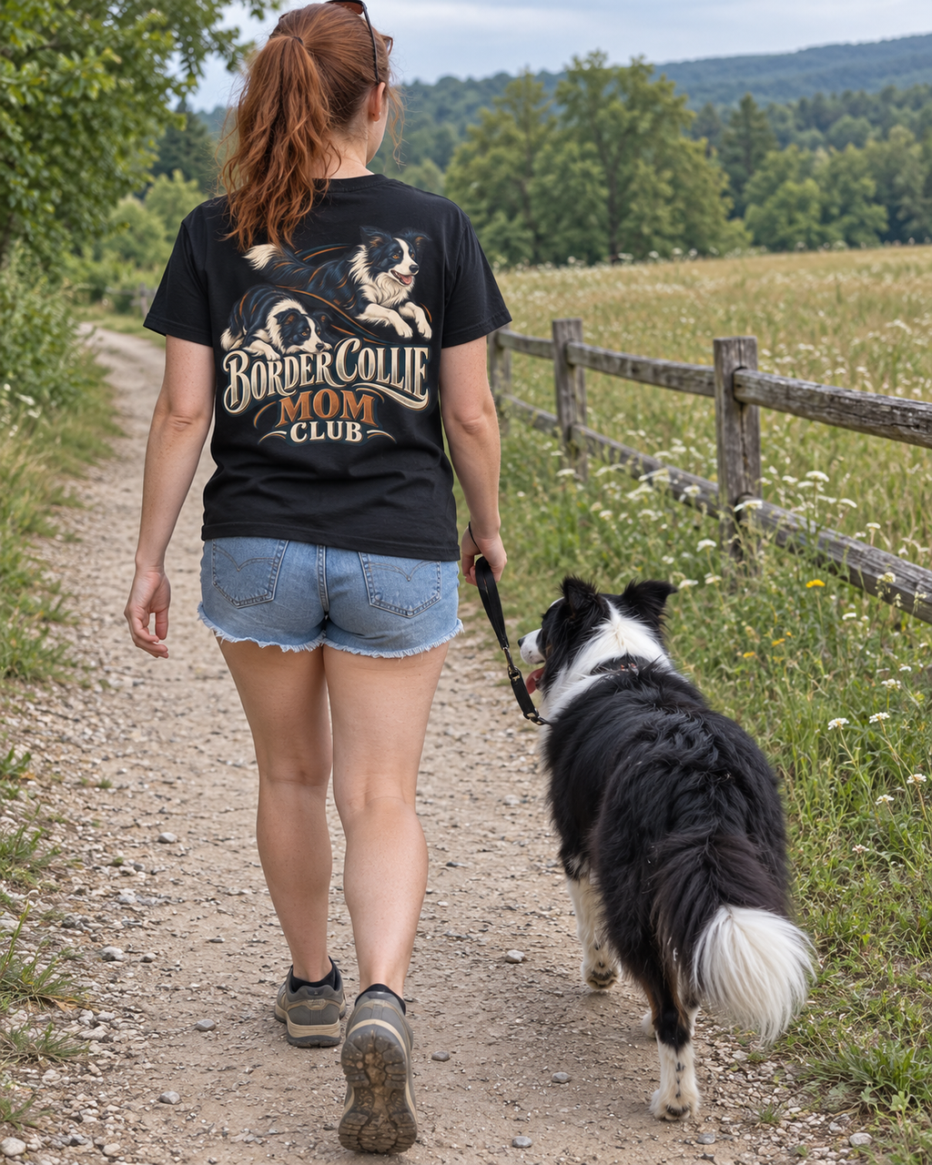 Border Collie Mom Club - T-shirt — photo naturelle avec son chien