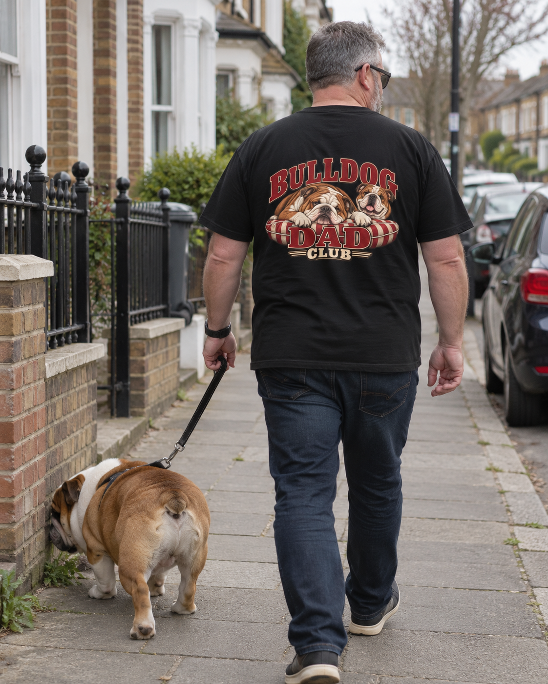 Bulldog Dad Club - T-shirt — photo naturelle avec son chien