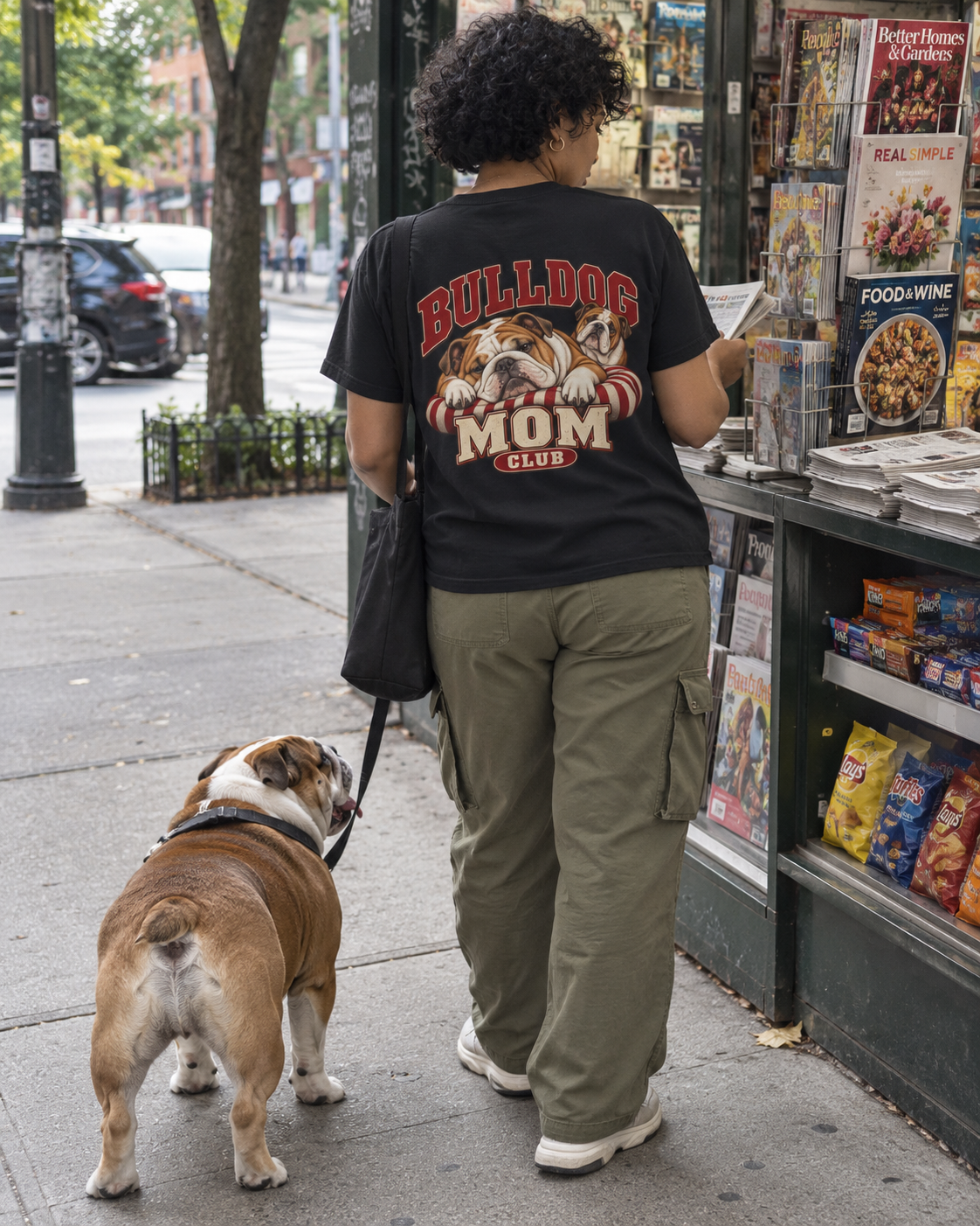 Bulldog Mom Club - T-shirt — photo naturelle avec son chien