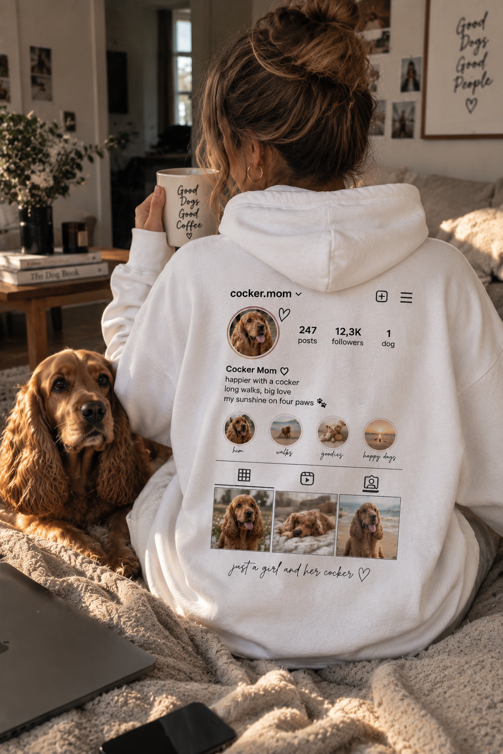 Personalized Cocker Mom hoodie lifestyle mockup