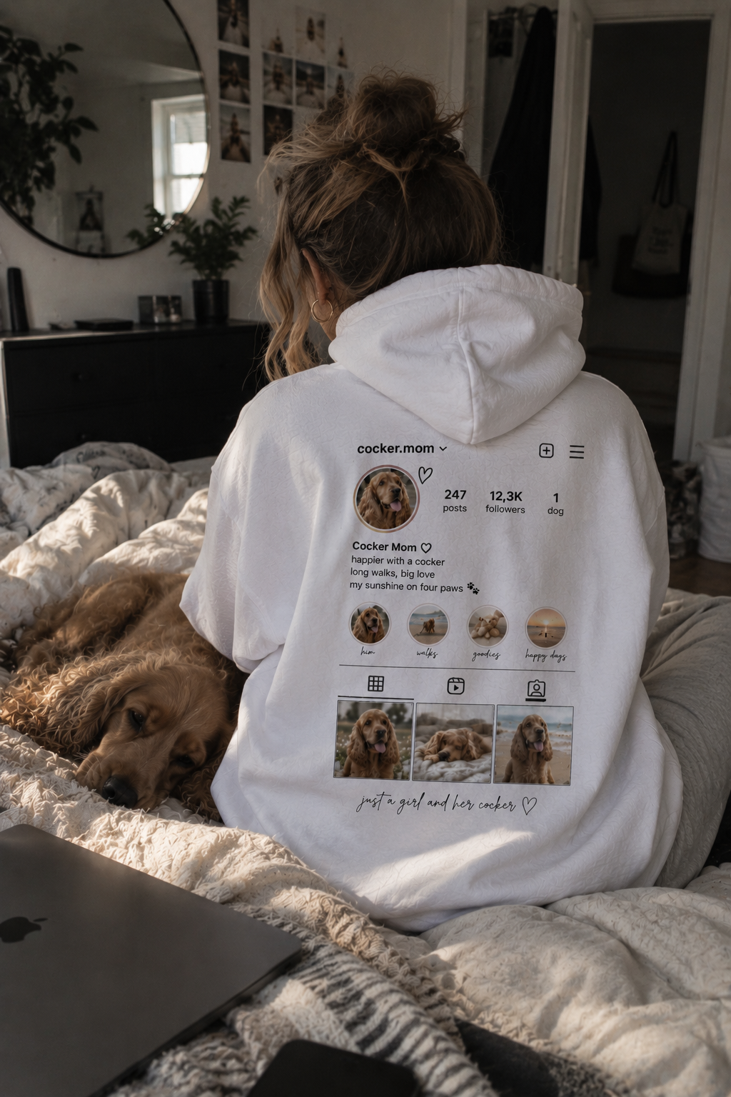 Personalized Cocker Mom hoodie natural mockup