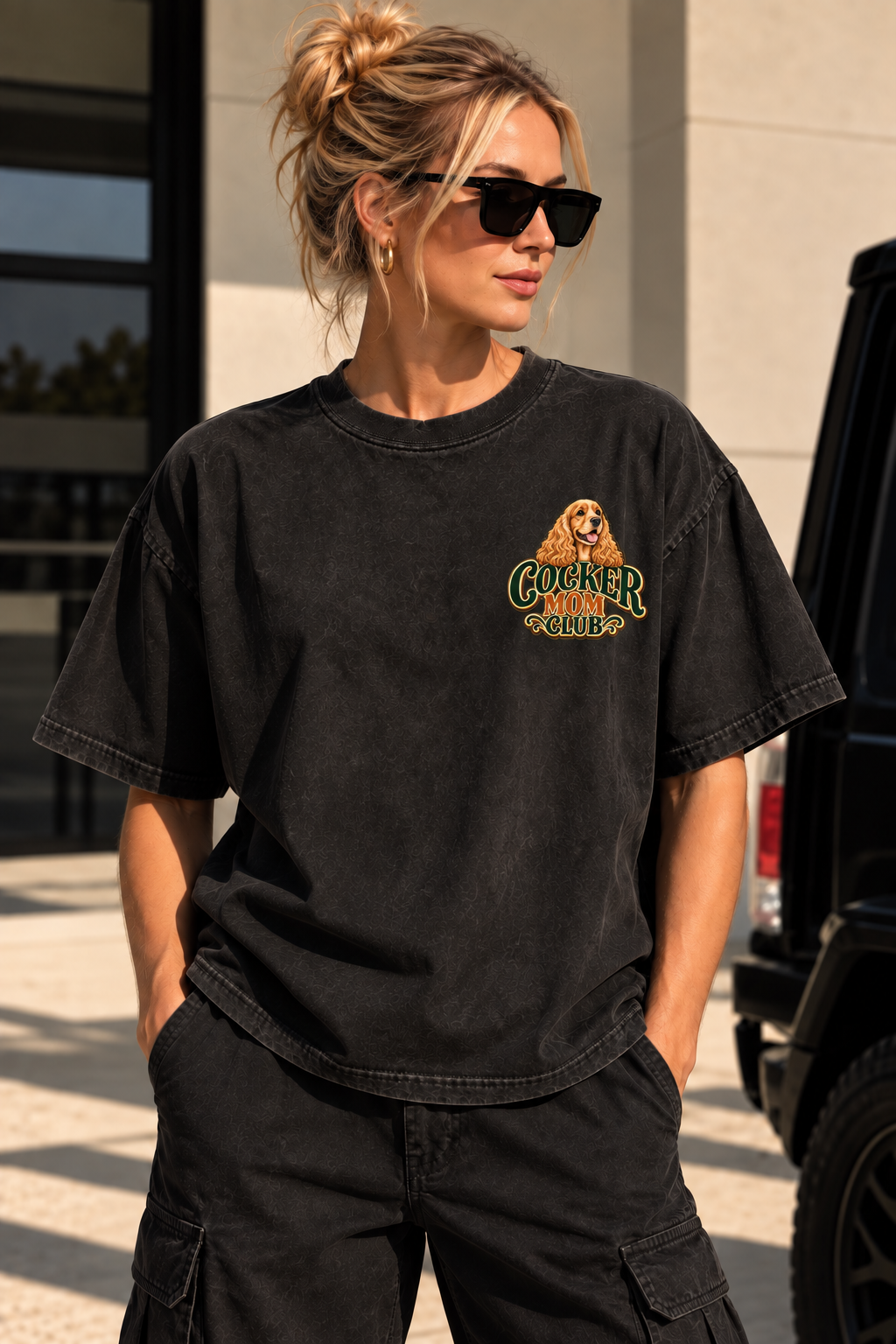 Cocker Mom Club — face porté par une femme