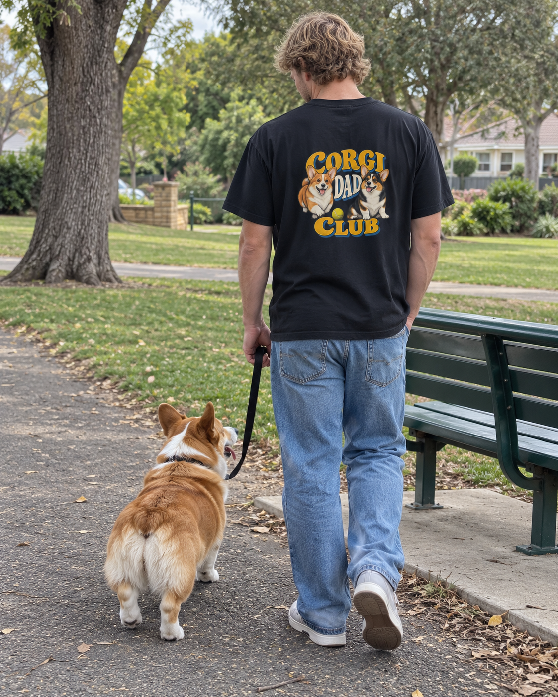 Corgi Dad Club - T-shirt — photo naturelle avec son chien