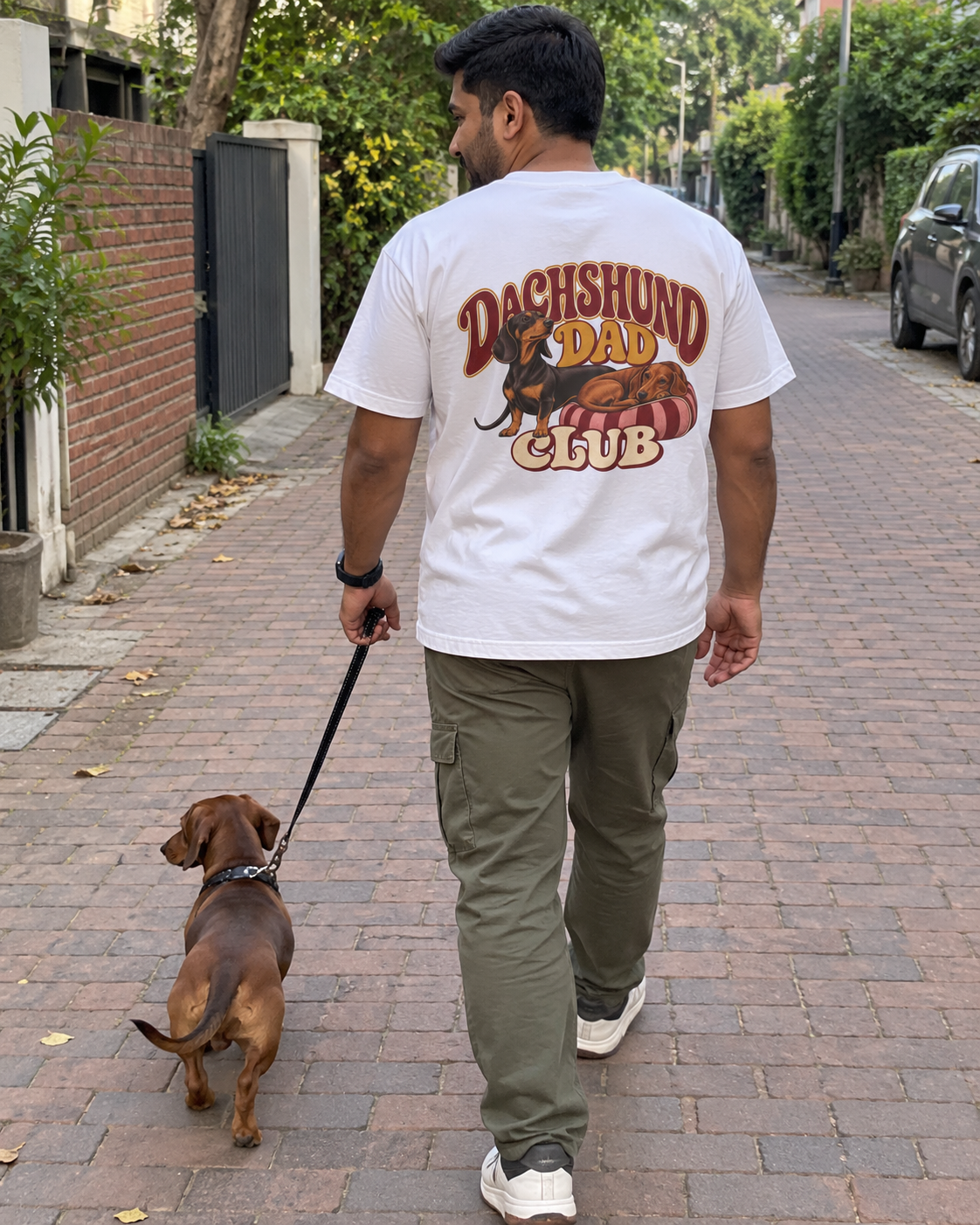 Dachshund Dad Club - T-shirt — photo naturelle avec son chien
