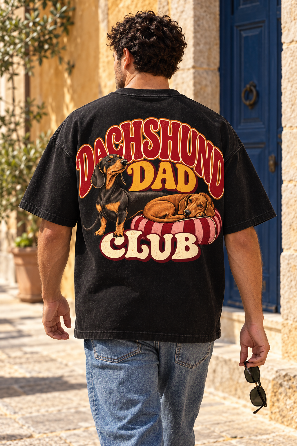 Dachshund Dad Club - T-shirt — porté de dos