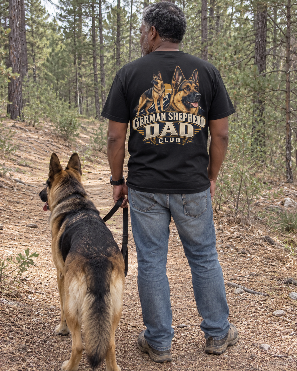 German Shepherd Dad Club - T-shirt — photo naturelle avec son chien