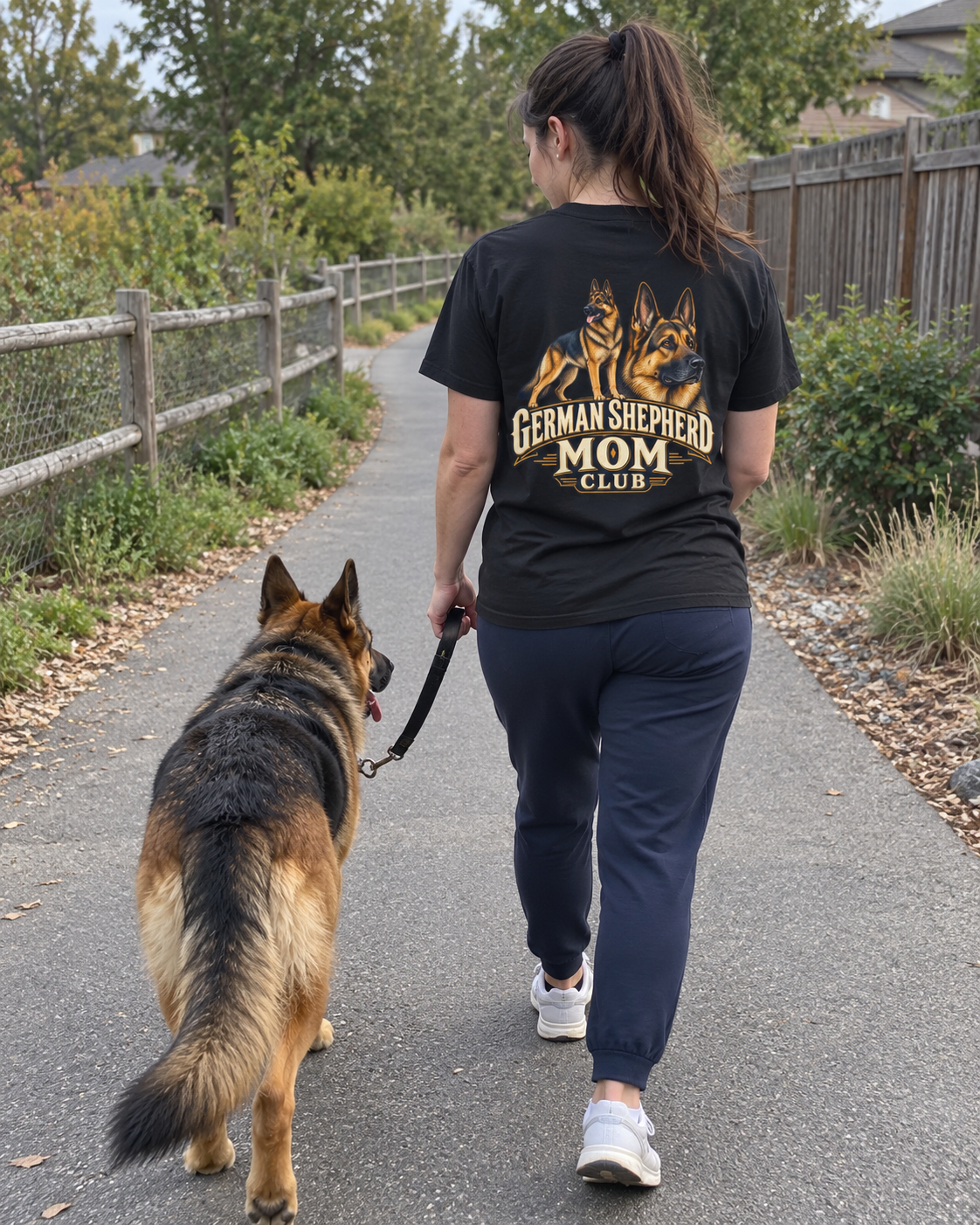 German Shepherd Mom Club - T-shirt — photo naturelle avec son chien