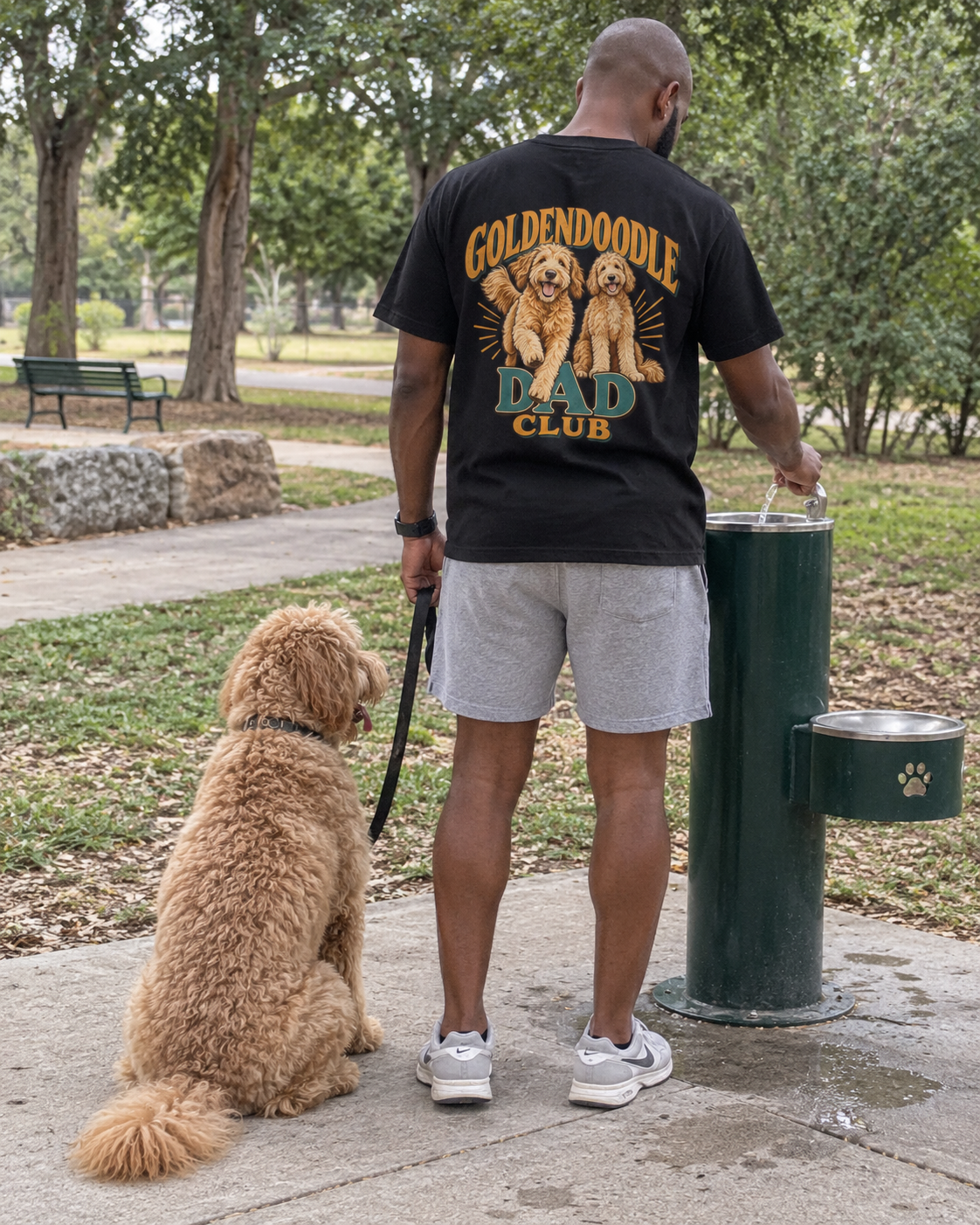 Goldendoodle Dad Club - T-shirt — photo naturelle avec son chien