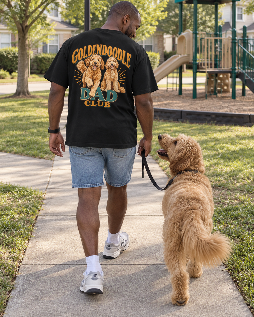 Goldendoodle Dad Club - T-shirt — photo naturelle avec son chien
