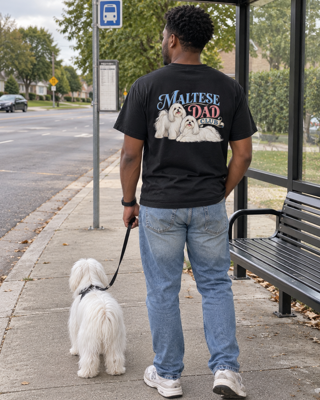 Maltese Dad Club - T-shirt — photo naturelle avec son chien