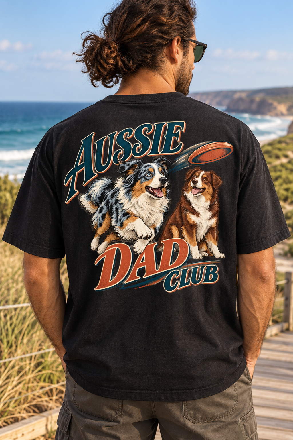 Aussie Dad Club — T-shirt porté de dos