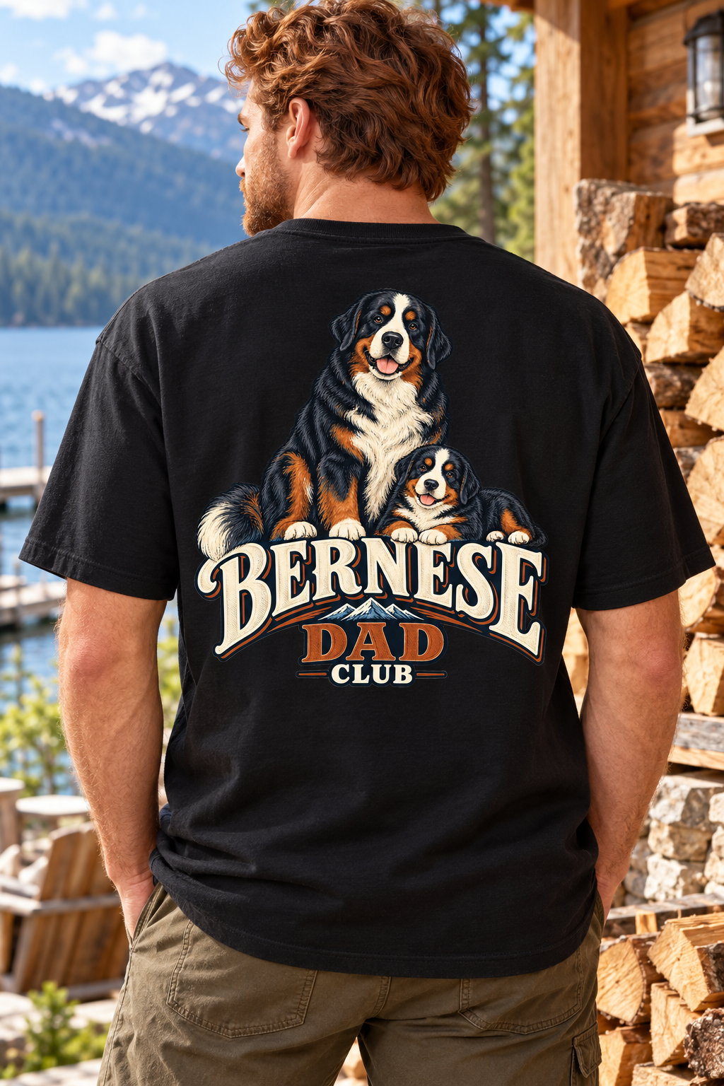 Bernese Dad Club — T-shirt porté de dos