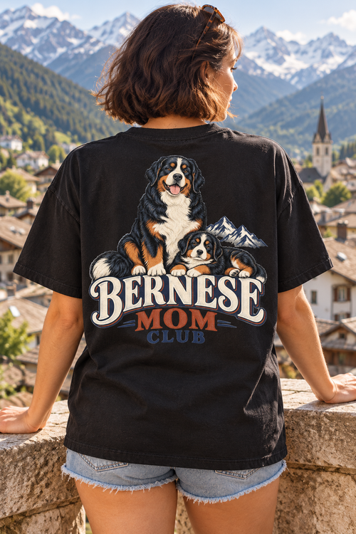 Bernese Mom Club — T-shirt porté de dos