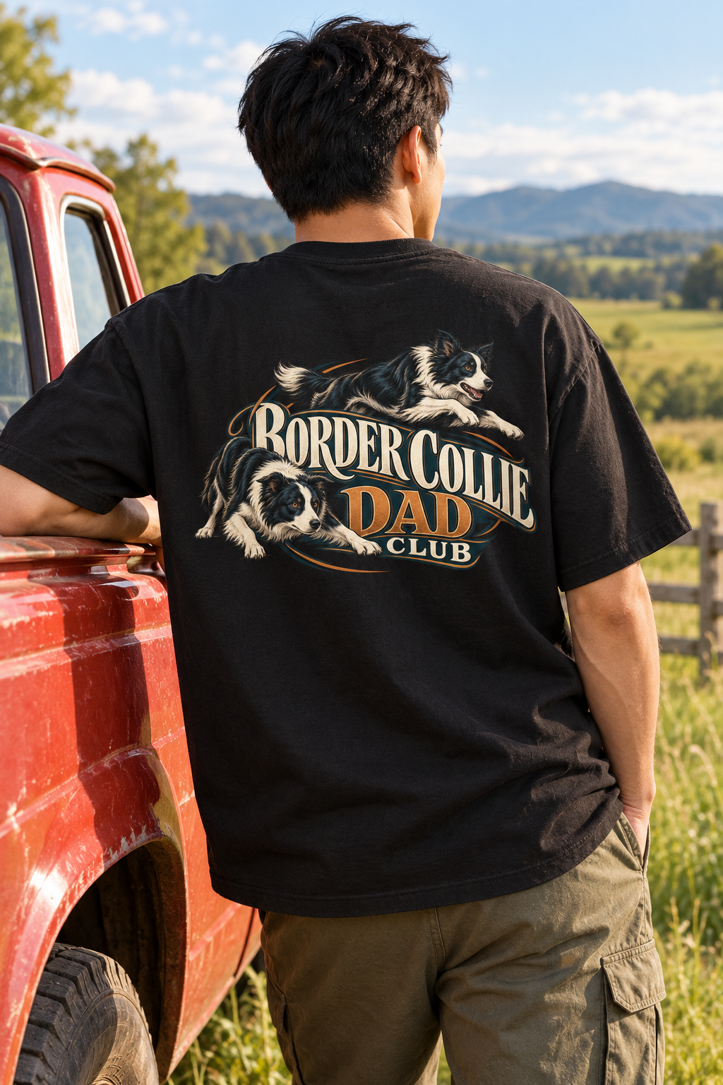 Border Collie Dad Club — T-shirt porté de dos