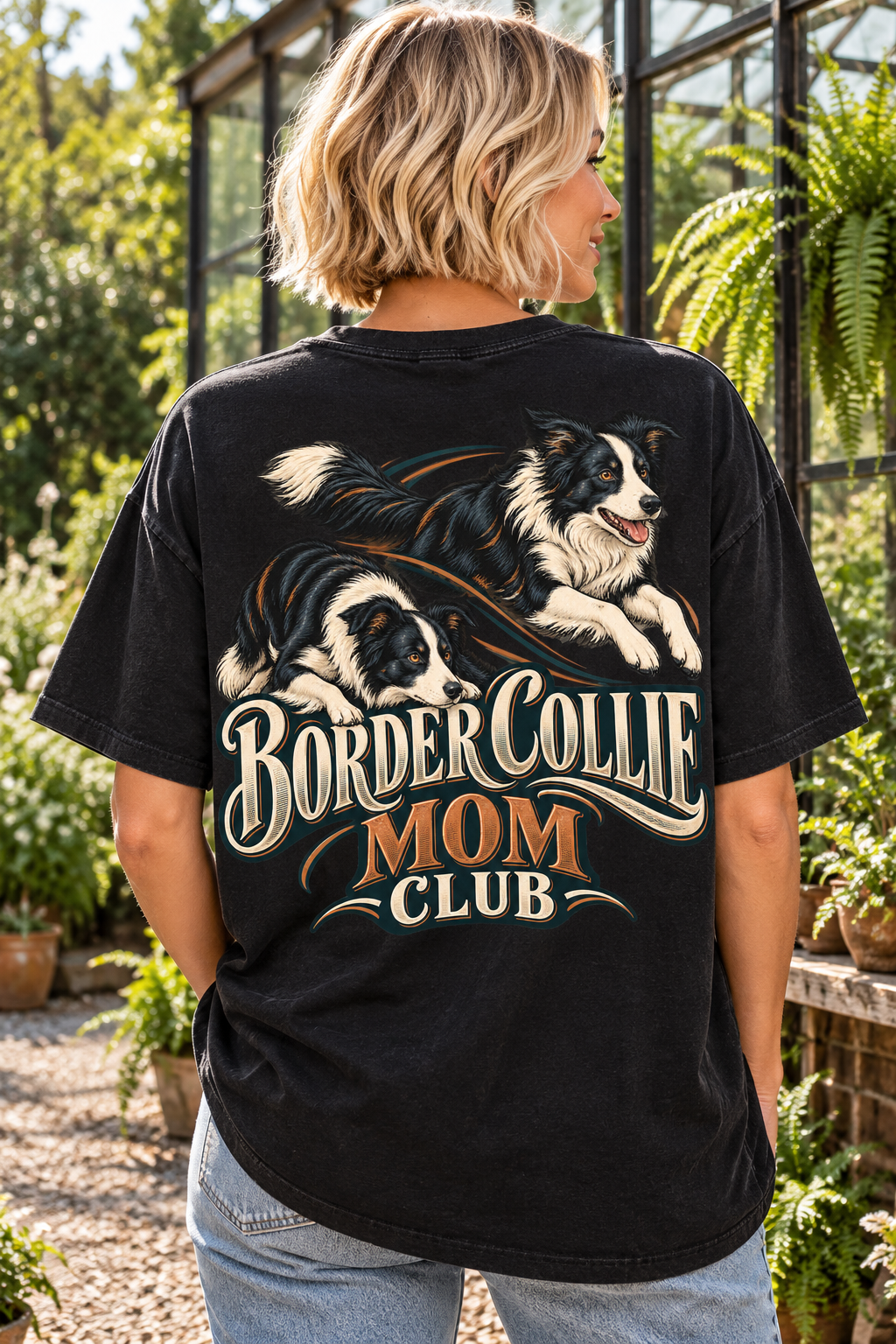 Border Collie Mom Club — T-shirt porté de dos