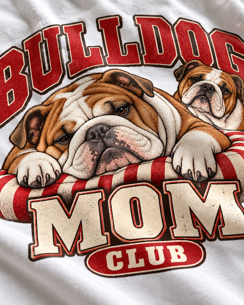 Gros plan du motif — Bulldog Mom Club - T-shirt