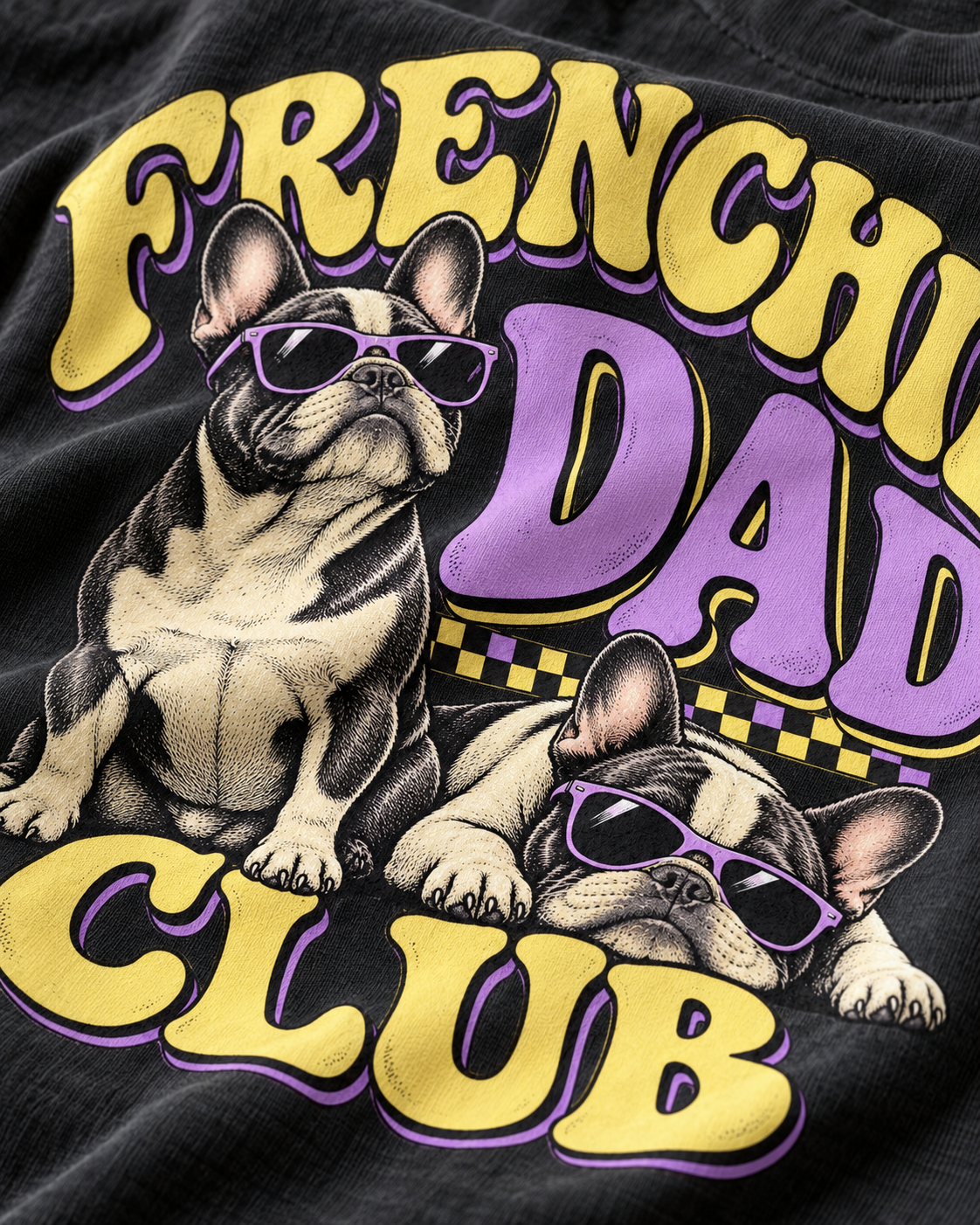 Gros plan du motif — Frenchie Dad Club - T-shirt