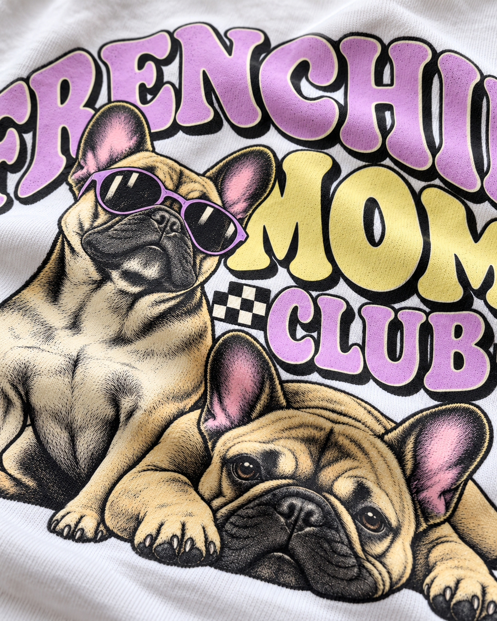Gros plan du motif — Frenchie Mom Club - T-shirt