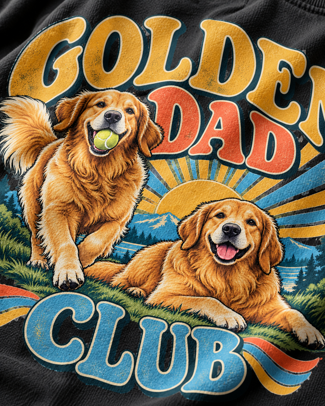 Gros plan du motif — Golden Dad Club - T-shirt