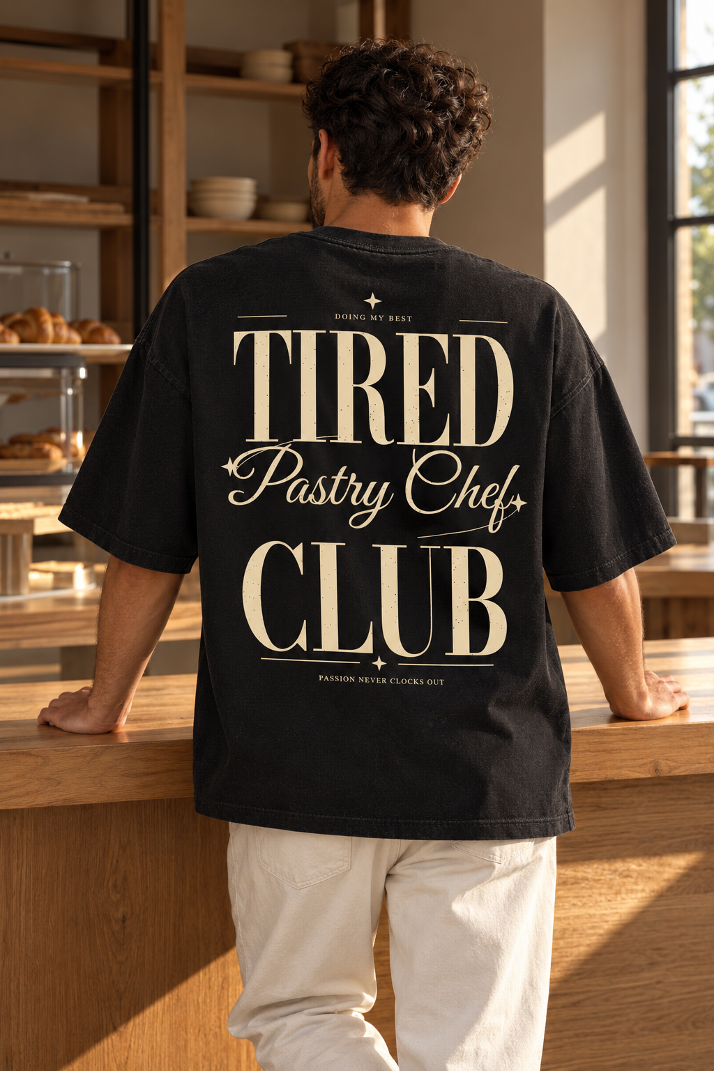 Tired Pastry Chef Club — T-shirt porté de dos