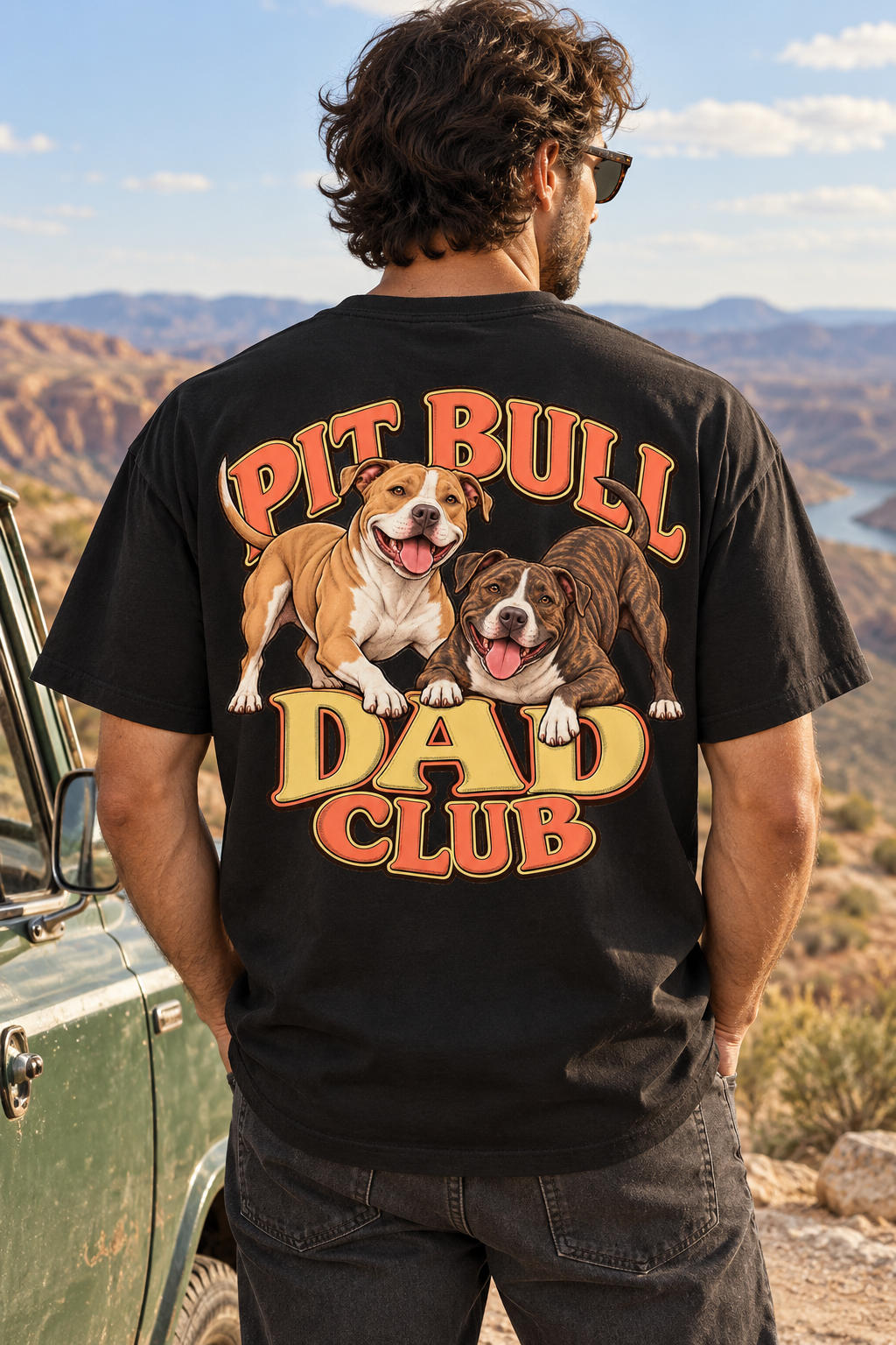 Pit Bull Dad Club — T-shirt porté de dos
