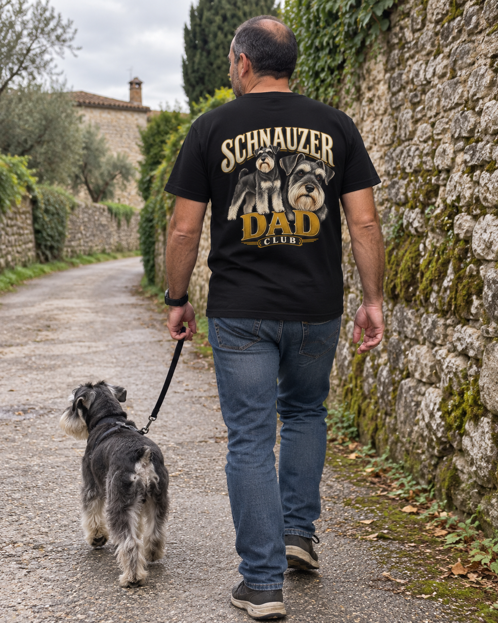 Schnauzer Dad Club - T-shirt — photo naturelle avec son chien