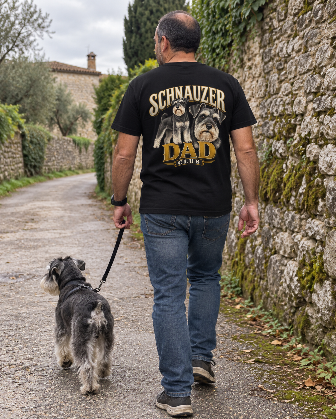 Schnauzer Dad Club - T-shirt — photo naturelle avec son chien