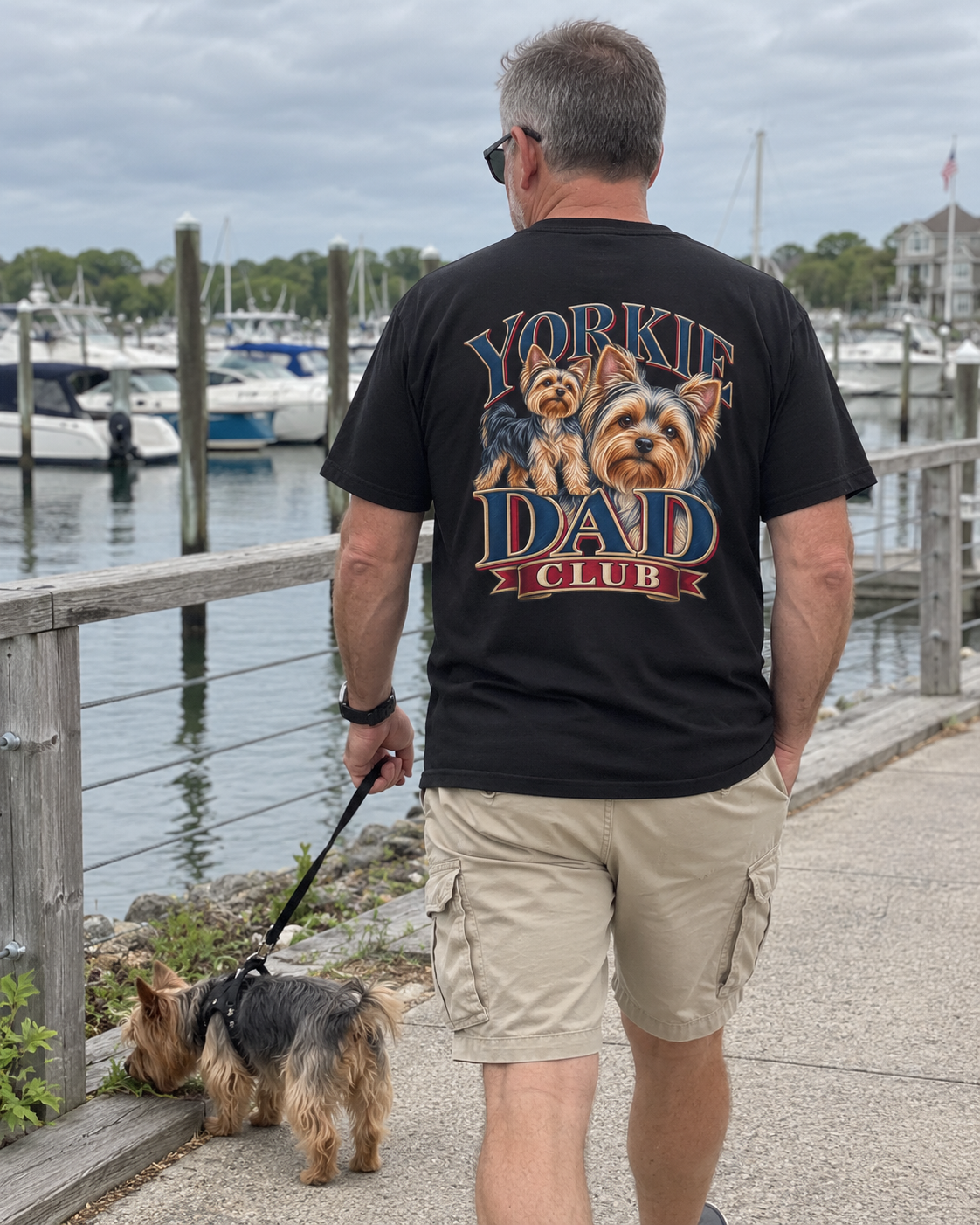 Yorkie Dad Club - T-shirt — photo naturelle avec son chien